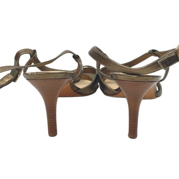 Cole Haan Gold Strappy Heeled Sandals 9B - Picture 4 of 11